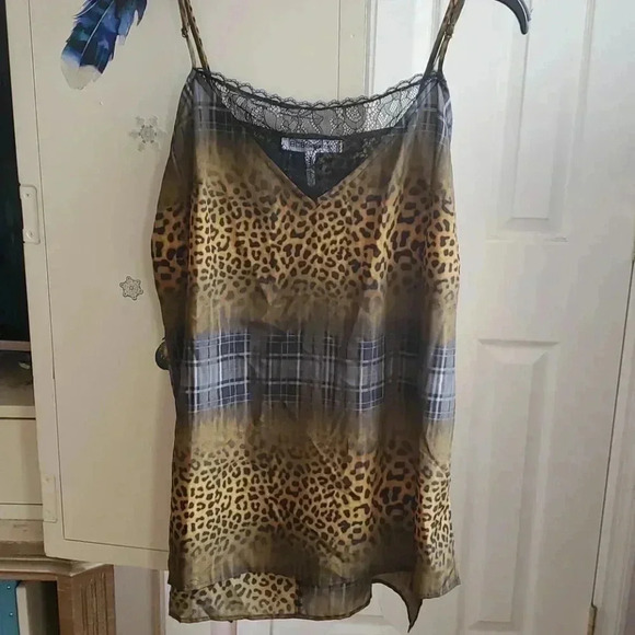 BCBGENERATION  LEOPARD PLAID TANK - Picture 2 of 4